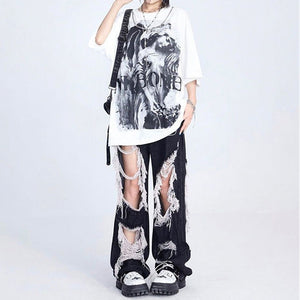 Downtown Girl Aesthetic Destroyed Jeans