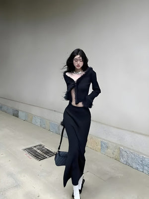 Faux Fur Trim Cardigan