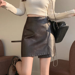 Light Academia Faux Leather Mini Skirt