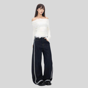 Side Stripe Wide Jeans