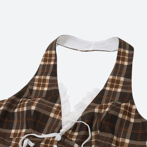 Vintage Plaid Halter Neck Top