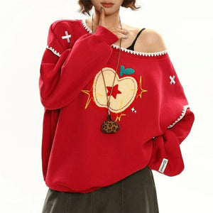 Apple Core One-Shoulder Sweater