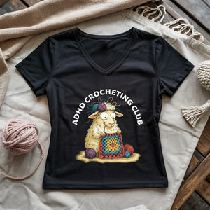 ADHD Crocheting Club Lady V-neck