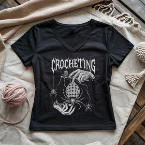 Gothic Crocheter Lady V-neck