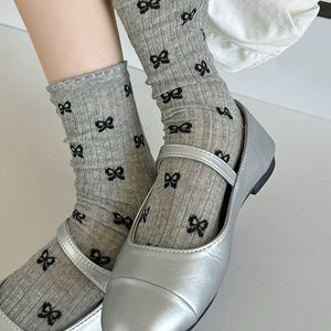 Coquette Aesthetic Bow Pattern Socks