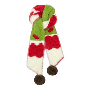 Fuzzy Apple Pattern Knit Scarf