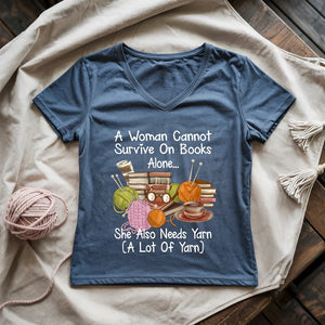 Books & Yarn Lover Lady V-neck