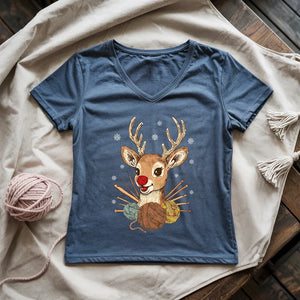 Red Nose Yarndeer Lady V-neck
