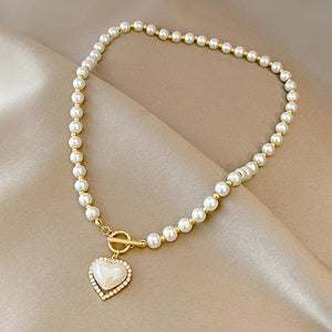 Aesthetic Heart Pearl Necklace