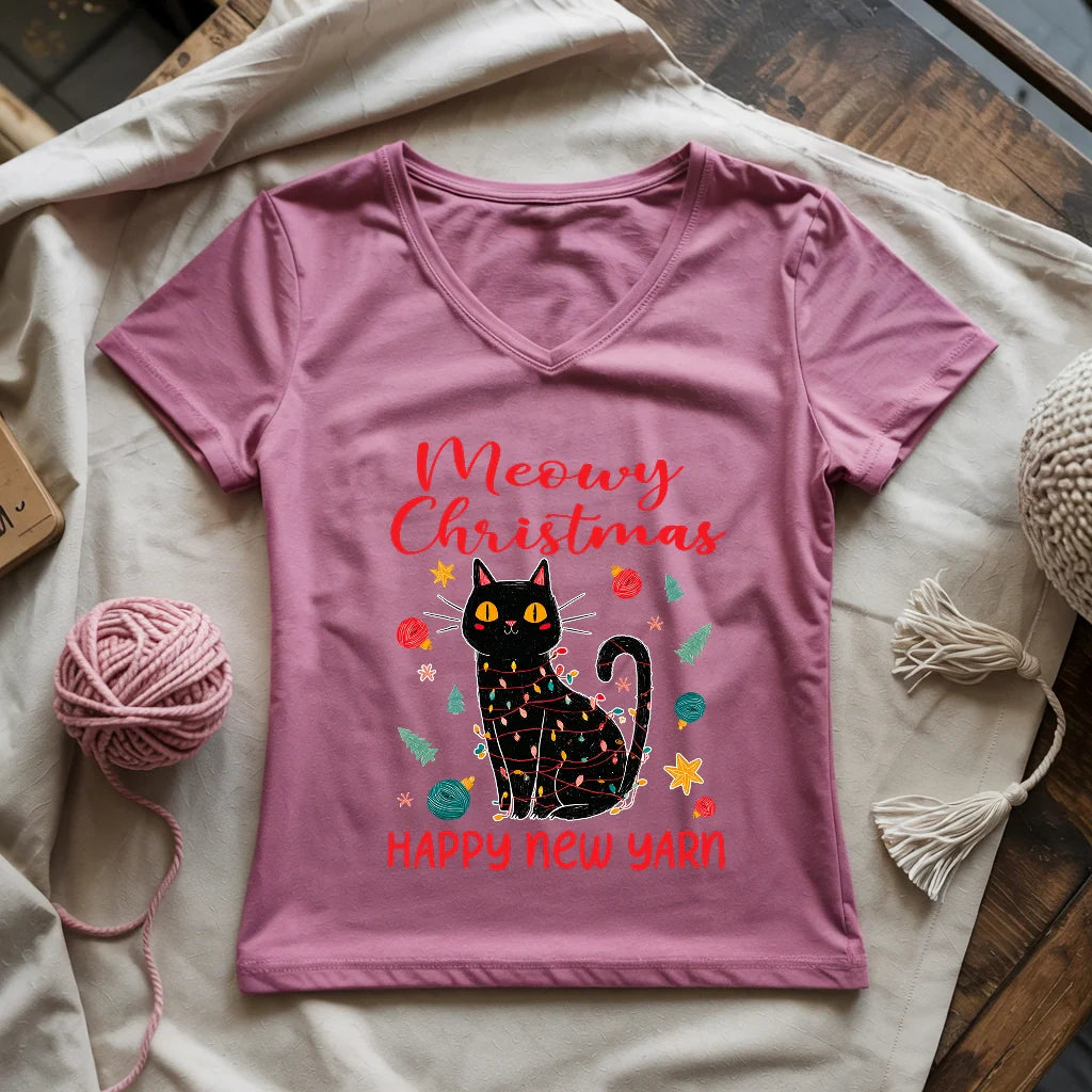 Meowy Christmas Lady V-neck