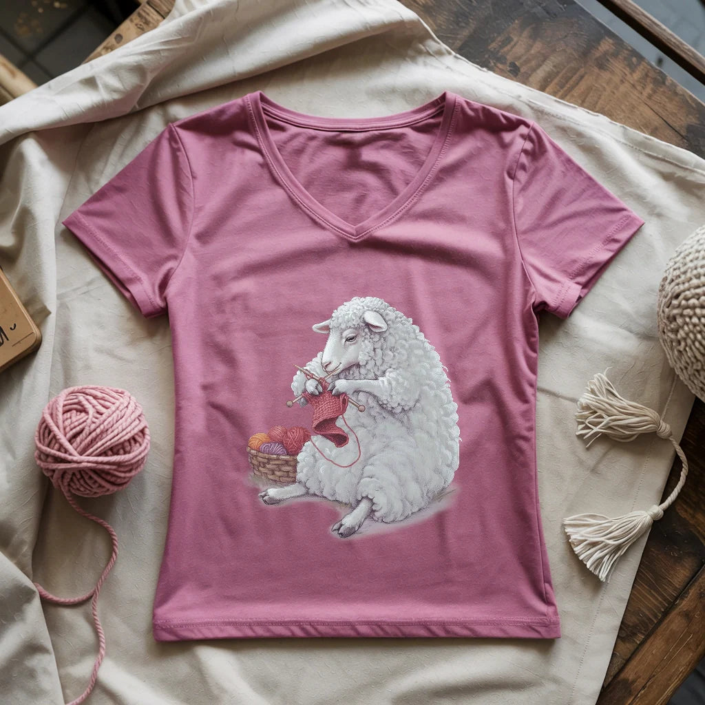 Woolly Knitting Lady V-neck