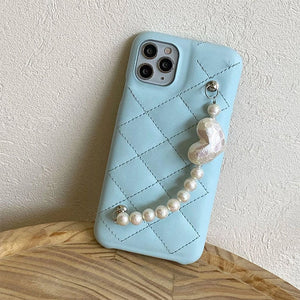 Baby Blue Pearl Chain iPhone Case