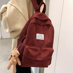 Bear Corduroy School Backpack