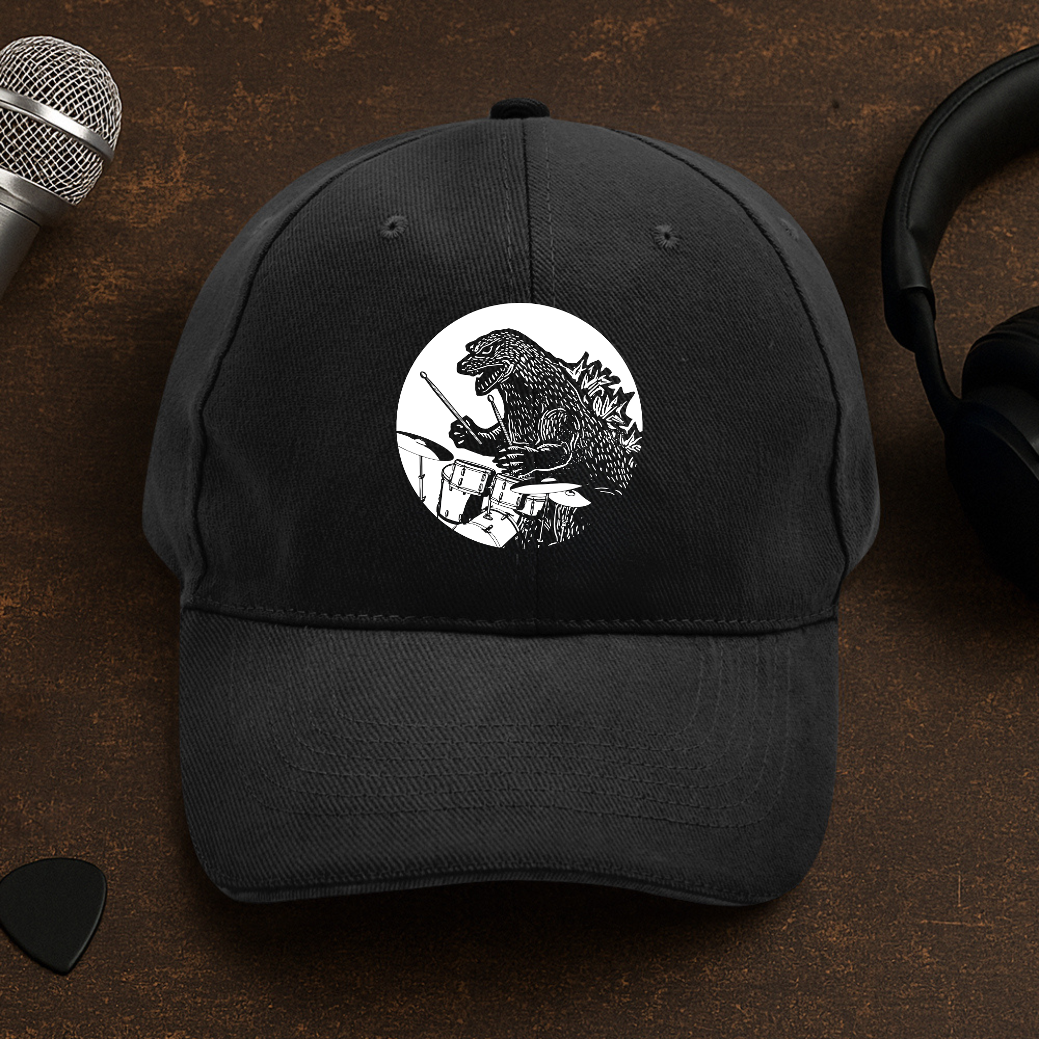 Dino Playing Drums Cap