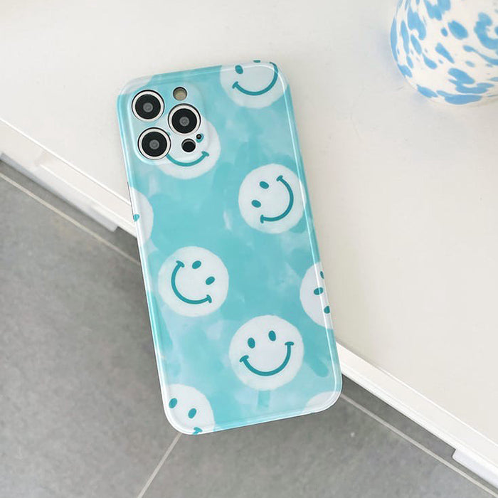 Blue Smiley iPhone Case
