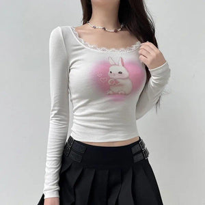 Coquette Cute Rabbit Crop Top