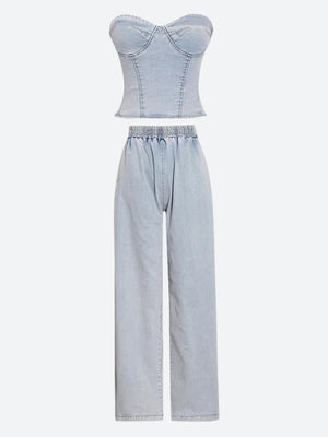 Denim Top & Pants Two Piece Set