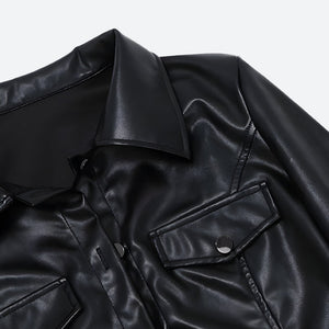 Faux Leather Cropped Jacket