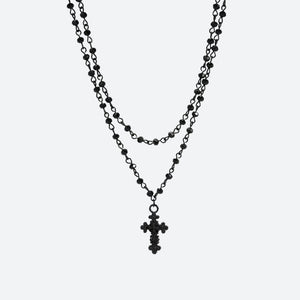 Goth Double Chain Cross Necklace
