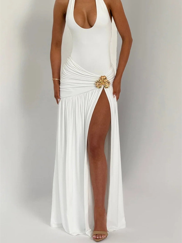 Halter Bodysuit & Maxi Skirt Two Piece Set