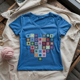 Granny Squares Heart Lady V-neck