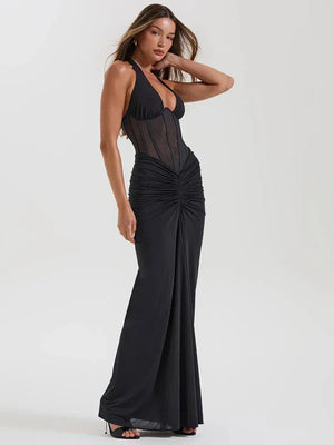 Sheer Halter Maxi Dress