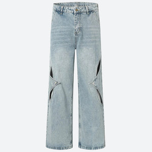 Snap Button Cut Out Jeans