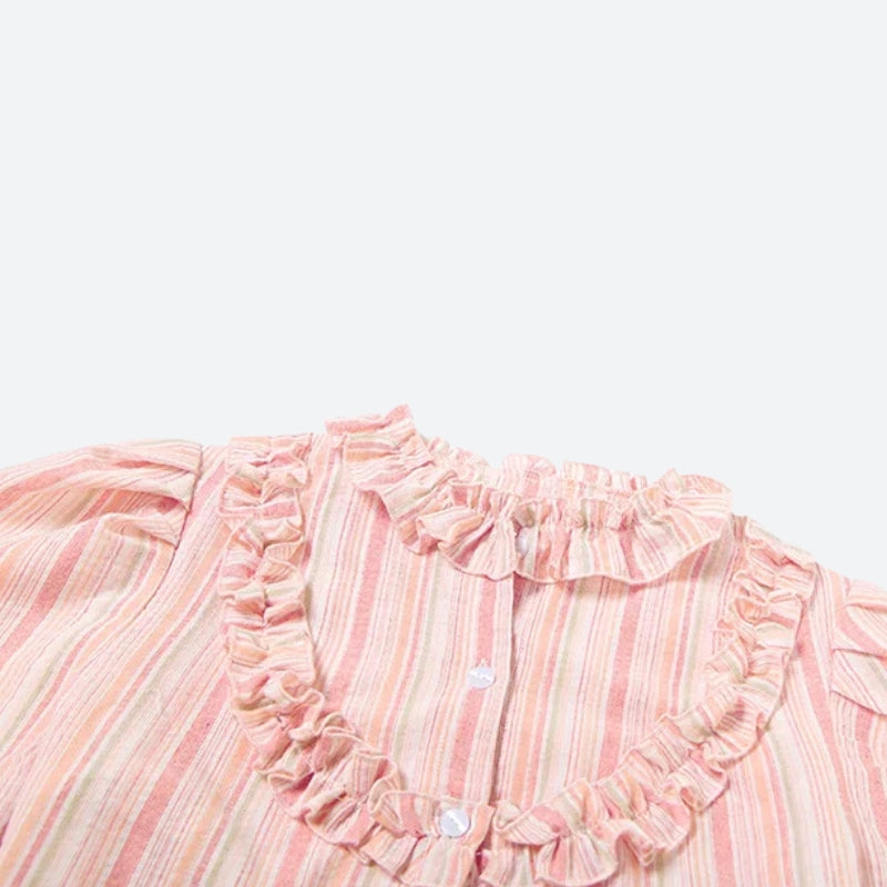 Soft Girl Striped Crop Top & Maxi Skirt Two Piece Set