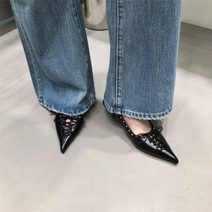 Old Money Aesthetic Lace Up Mules