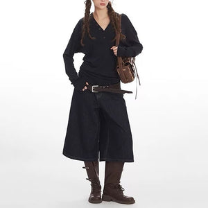 Aesthetic Loose Fit Button V-Neck Top