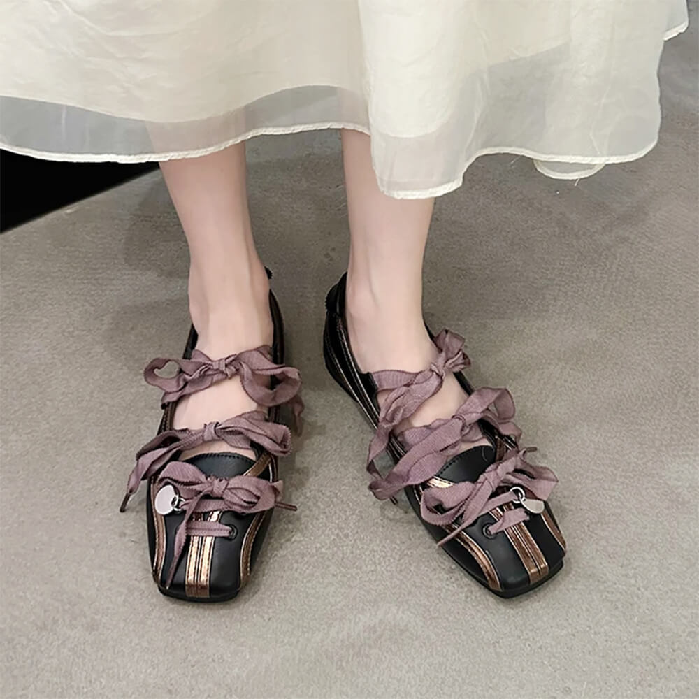 Balletcore Ribbon-Laced Flats