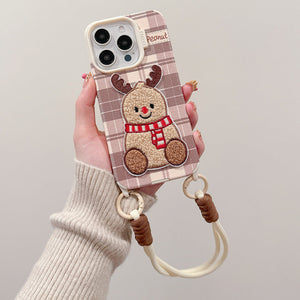 Christmas Deer Embroidery iPhone Case