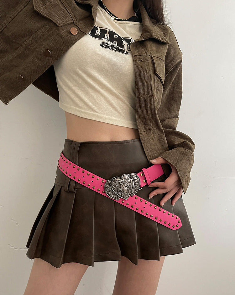 Y2K Pink Double Heart Belt