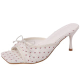 French Summer Floral Heeled Mules