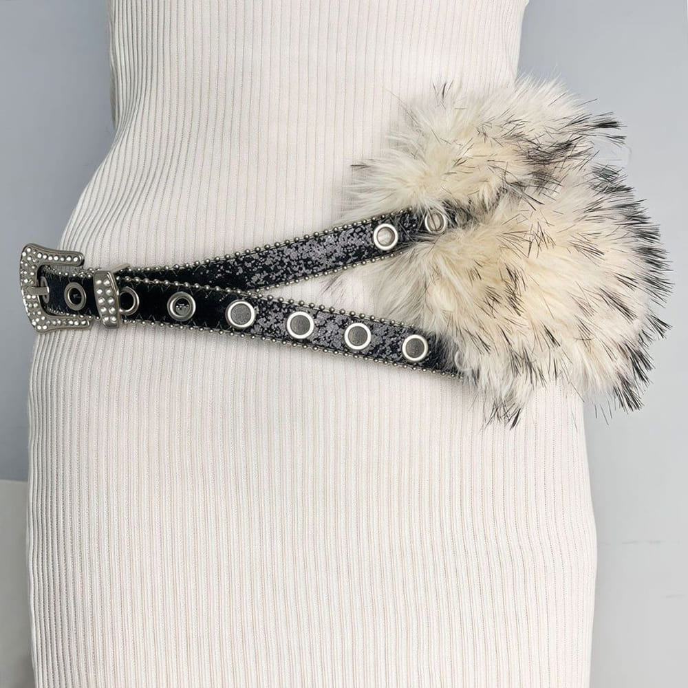Frost Queen Y2K Fur Belt