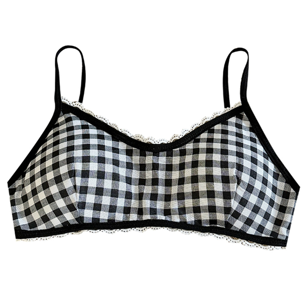 Gingham Picnic Ruffle Bra Top