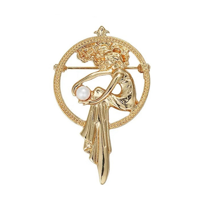 Vintage Aesthetic Girl with a Pearl Brooch