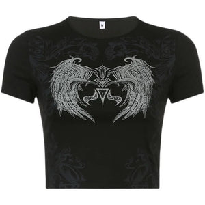 Grunge Aesthetic Angel Wings Crop Top