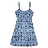 Grunge Cross Print Mini Dress