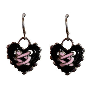 Emo Girl Heart Lace Up Earrings