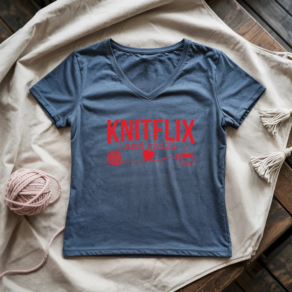 Knitflix And Chill Lady V-neck