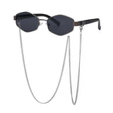 Hexagonal Sunglasses with Chain