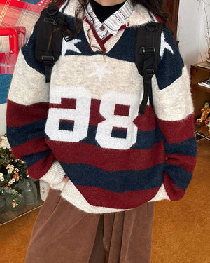Oversized College Number Sweater