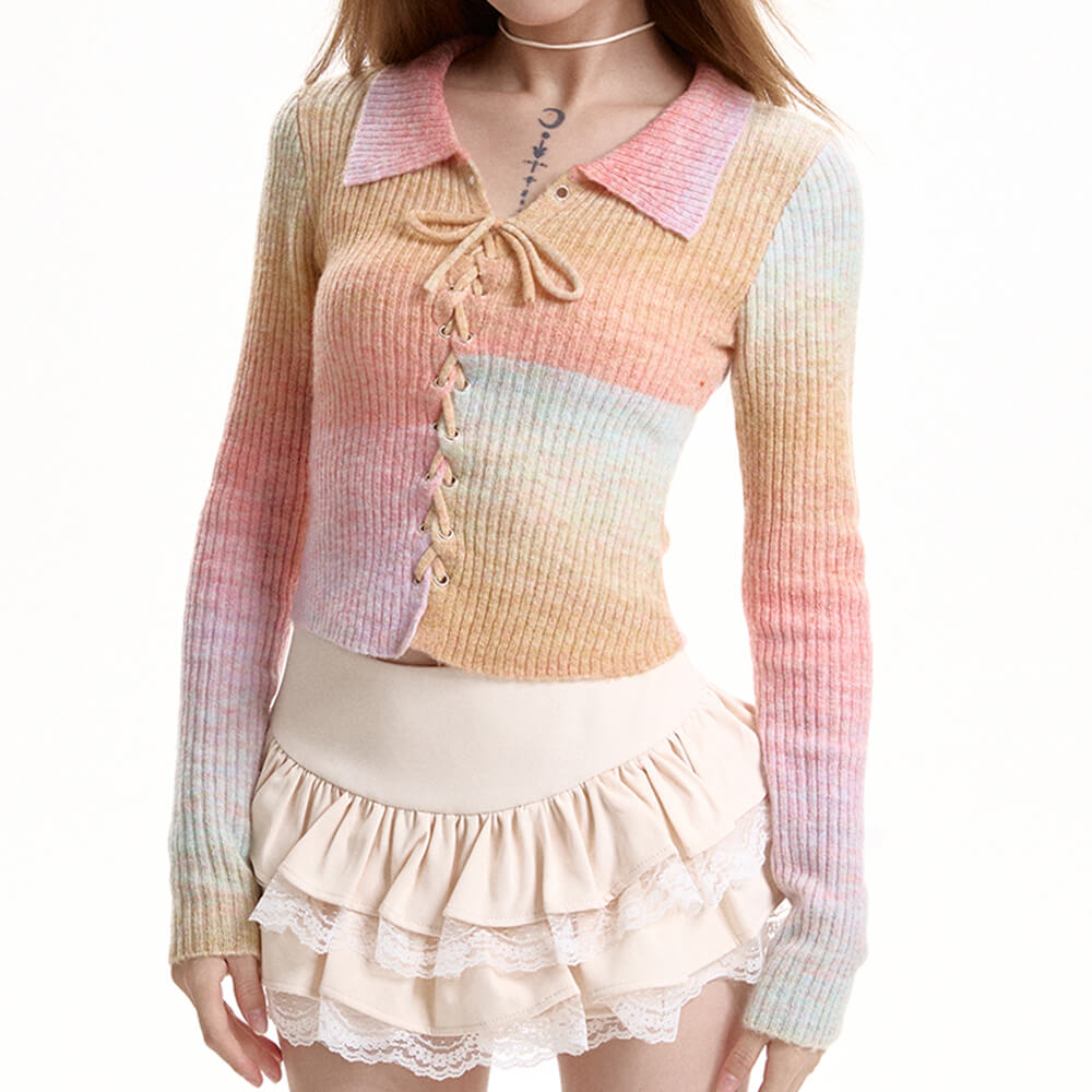 Pastel Rainbow Knit Top