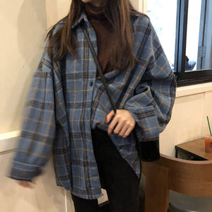 Warm Vibes Oversized Plaid Shirt