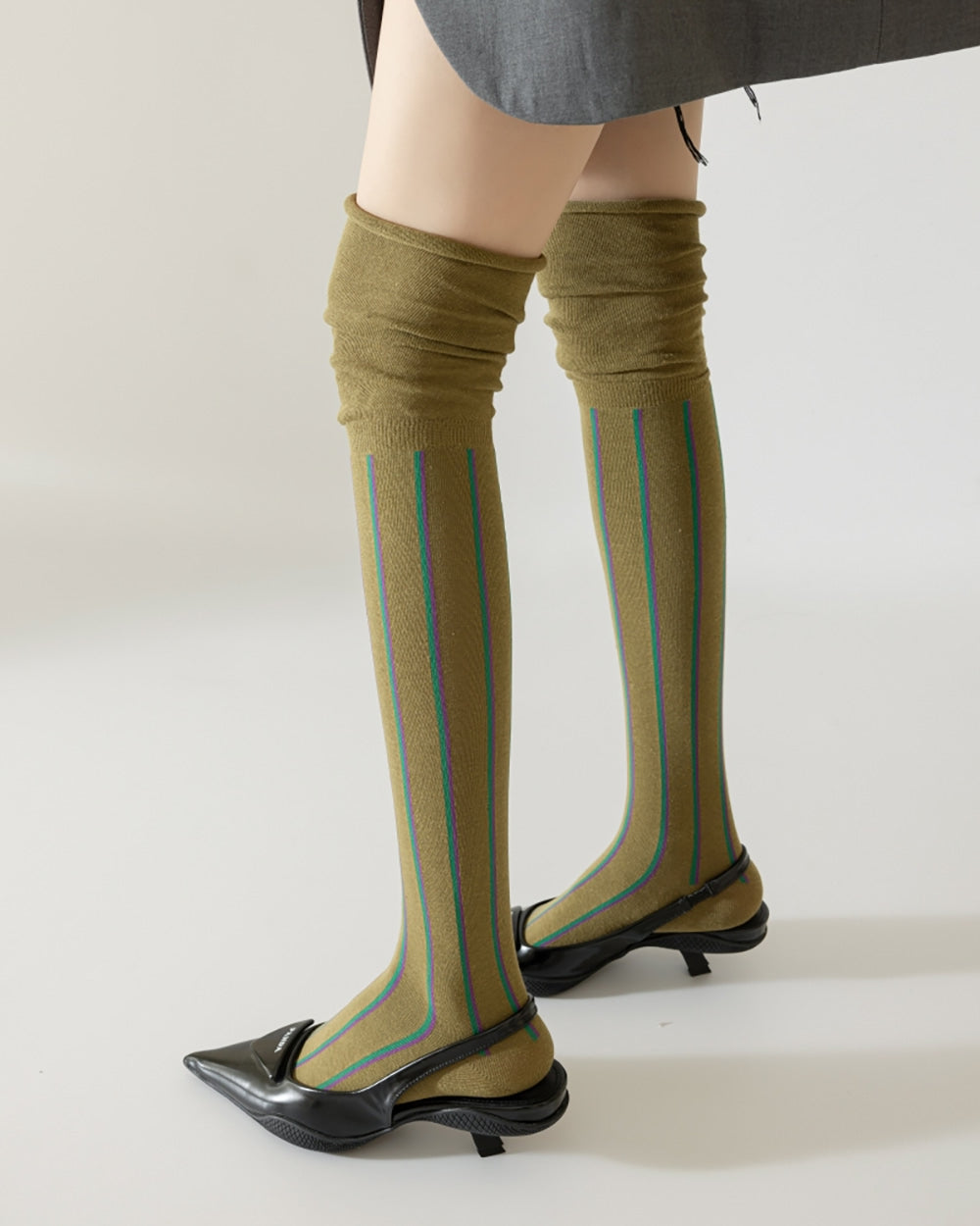 Campus Secrets Striped Knee Socks