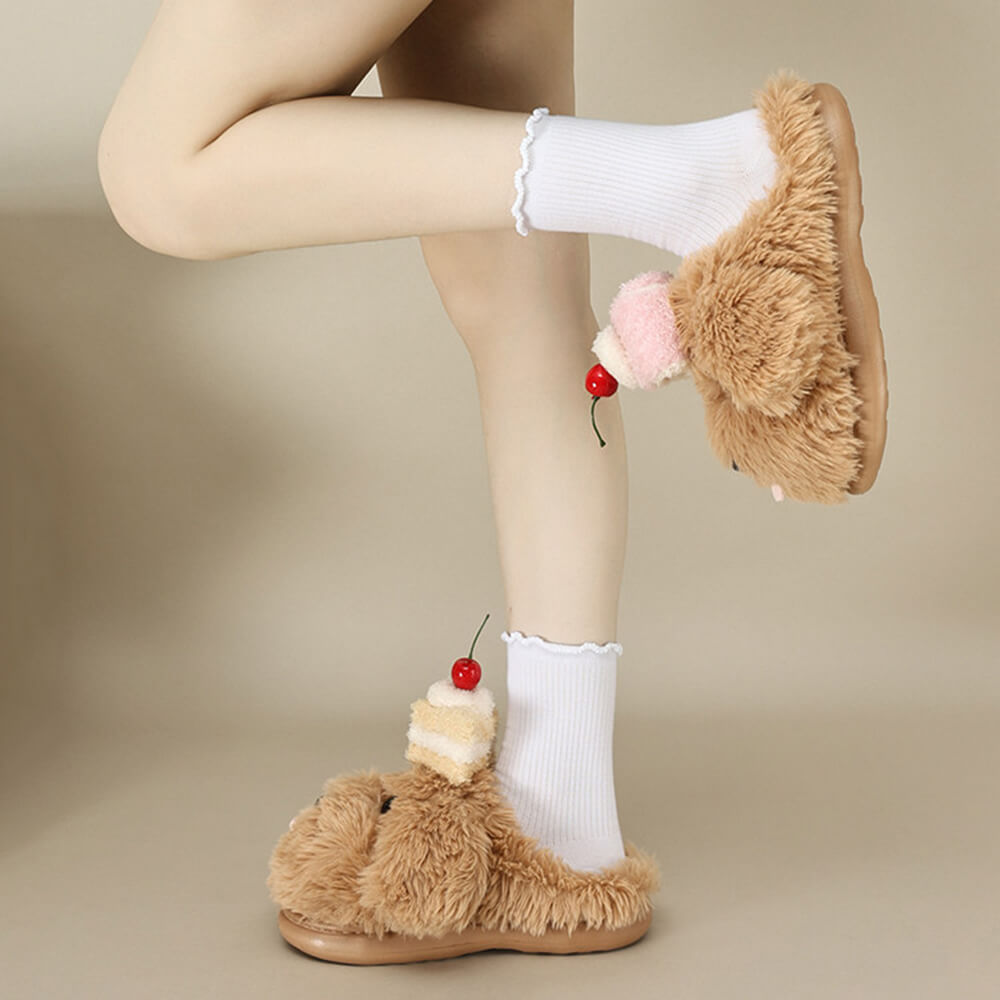 Puppy & Cake Fluffy Slippers