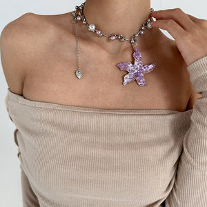 Purple Tropical Flower Choker
