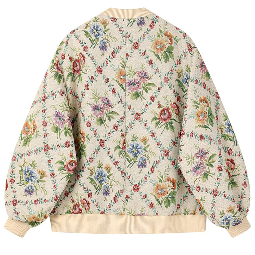 Retro Floral Bomber Jacket