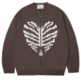 Skeleton Print Zip Up Sweater